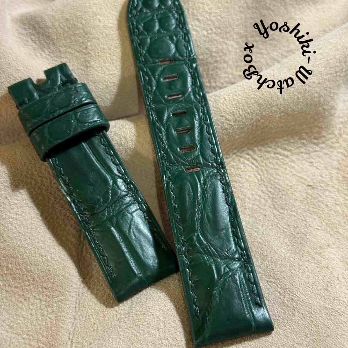 cro-1904 クロコダイル 腕時計 ベルト グリーン (ラグ幅22 mm