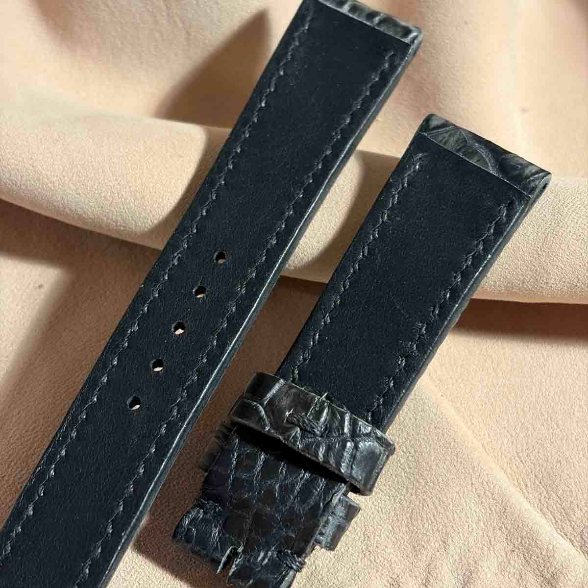 exh-60 墨染め クロコダイル 腕時計ベルト (ラグ幅20mm - バックル幅