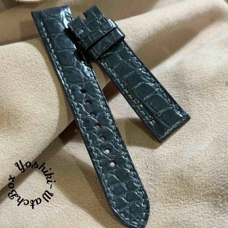 cro-1899  クロコダイル  腕時計 ベルト ダークグレー  (ラグ幅20 mm - バックル幅18 mm)