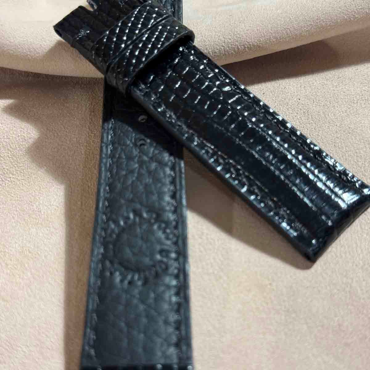 liz-316 リザード レザー 腕時計 ベルト ブラック (ラグ幅20 mm