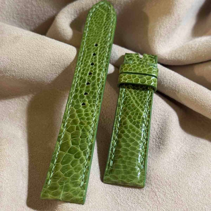 ost-448 オーストリッチレザー 腕時計ベルト グリーン (ラグ幅