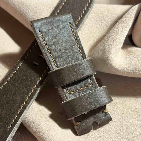 hor-237 HORWEEN バイソングレー 腕時計ベルト (ラグ26mm - バックル幅22mm)
