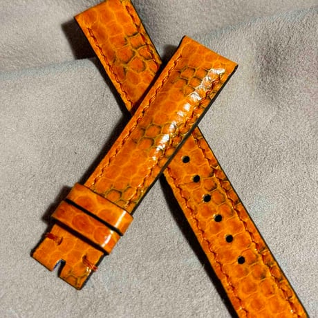 sna-123 シースネイク（ウミヘビ）腕時計ベルト オレンジ (ラグ幅18 mm - バックル幅16 mm)