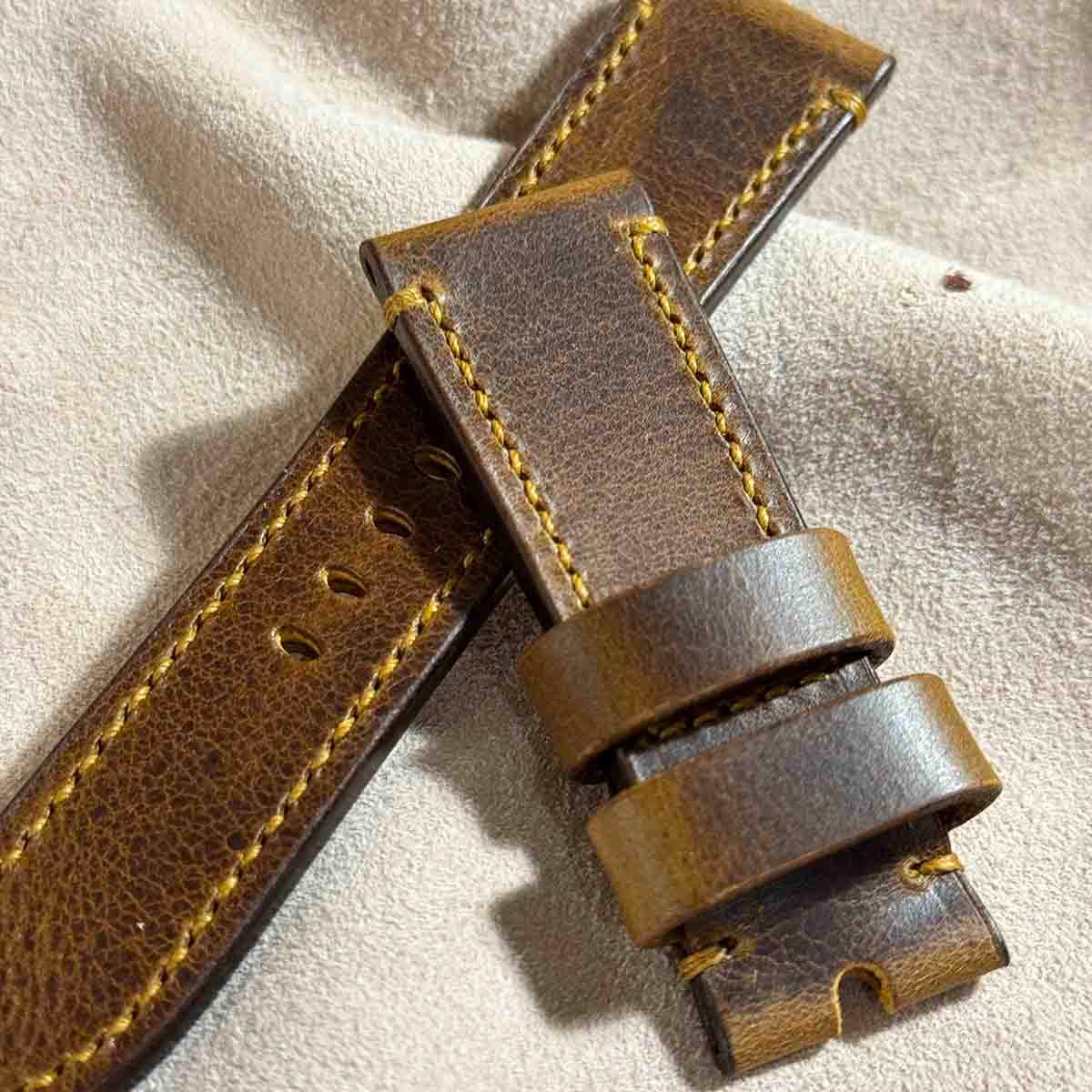 hor-47 ホーウィンホースバット ブラウン 腕時計ベルト ラグ幅20mm hor-122 ホーウィンレザー ダービー / ブラウンナット 腕時計