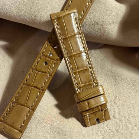 cro-2132  クロコダイル  腕時計ベルト コーヒーブラウン (ラグ幅18 mm - バックル幅16 mm)