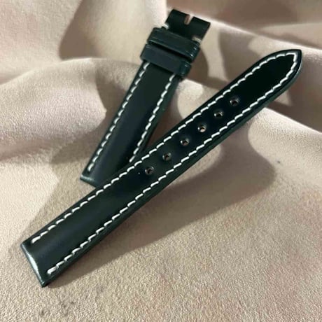 cod-198 在庫処分品 コードバン レザー 腕時計ベルト グリーン (ラグ幅18 mm - バックル幅16 mm)