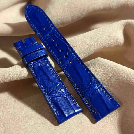 cro-1986  クロコダイル  腕時計 ベルト コバルトブルー  (ラグ幅21 mm - バックル幅 18 mm)