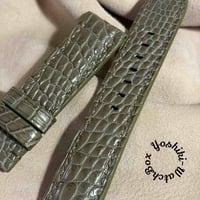 cro-2144  クロコダイル  腕時計ベルト オリーブ (ラグ幅22 mm - バックル幅20 mm)