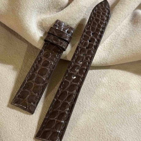 cro-1915  クロコダイル   腕時計 ベルト ブラウン  (ラグ幅18 mm - バックル幅16 mm)
