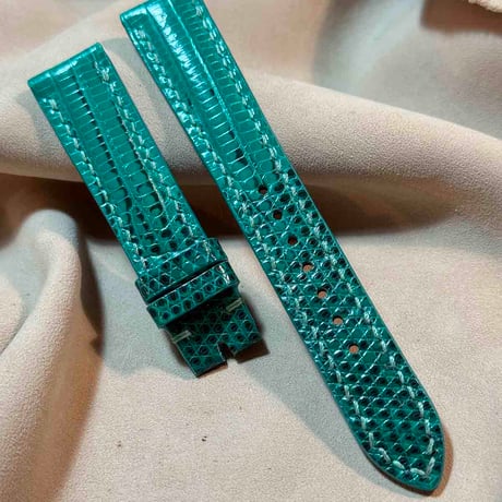 liz-284  リザード レザー 腕時計 ベルト グリーン (ラグ幅18 mm - バックル幅16 mm)