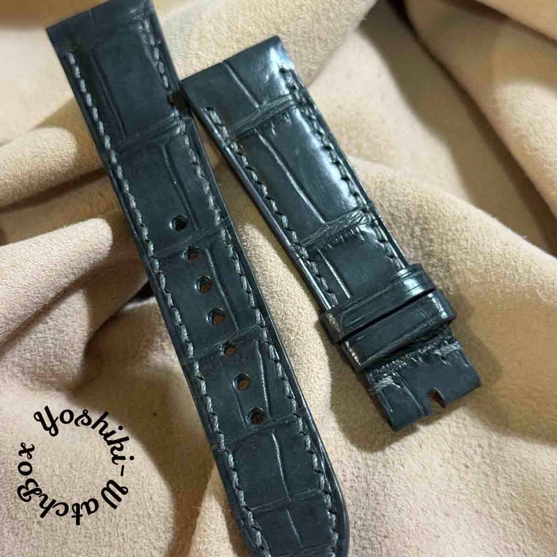 cro-1778 7番込み クロコダイル ダークグレー ラグ幅21mm cro-1778 7番込み クロコダイル ダークグレー ラグ幅21mm