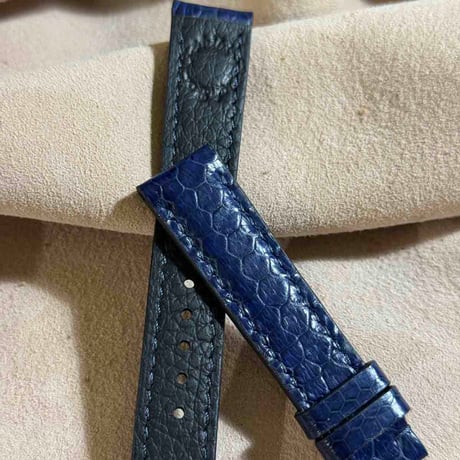sna-155 シースネイク（ウミヘビ）腕時計ベルト ネイビー (ラグ幅18mm - バックル幅16 mm)
