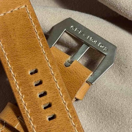 hor-269 サンプル品 HORWEEN ダービー / ライトナチュラル GPFバックル付属 腕時計ベルト (ラグ26mm - バックル幅26mm)