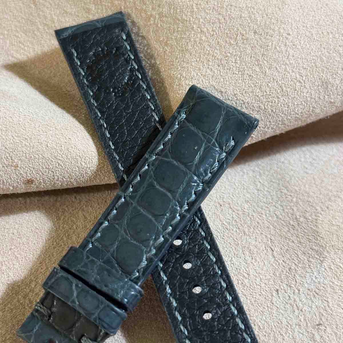 cro-1866 クロコダイル 腕時計ベルトダークグレー ラグ幅20mm
