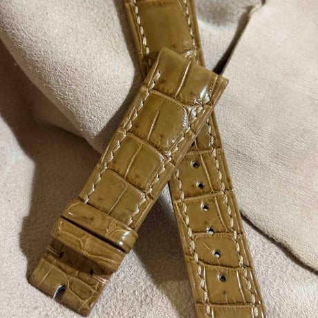 cro-1920  クロコダイル   腕時計 ベルト ライトブラウン  (ラグ幅21 mm - バックル幅18 mm)