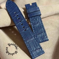 cro-2097  クロコダイル  腕時計ベルト ライトブルー　(ラグ幅24 mm - バックル幅22 mm)