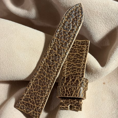 hor-258 HORWEEN バイソンレザー / ブラウン 腕時計ベルト (ラグ26mm - バックル幅22mm)