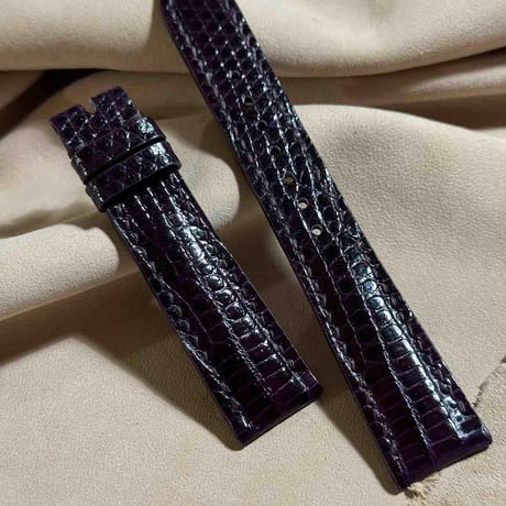 liz-264  リザード レザー 腕時計 ベルト パープル (ラグ幅19 mm - バックル幅16 mm)