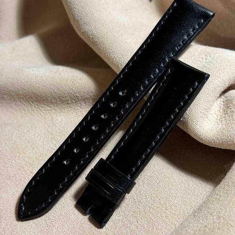 cod-306 コードバン レザー 腕時計ベルト ブラック (ラグ幅19 mm - バックル幅16 mm)