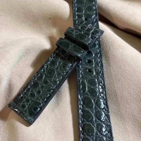 cro-1867  クロコダイル  腕時計 ベルト グレー  (ラグ幅20 mm - バックル幅18 mm)