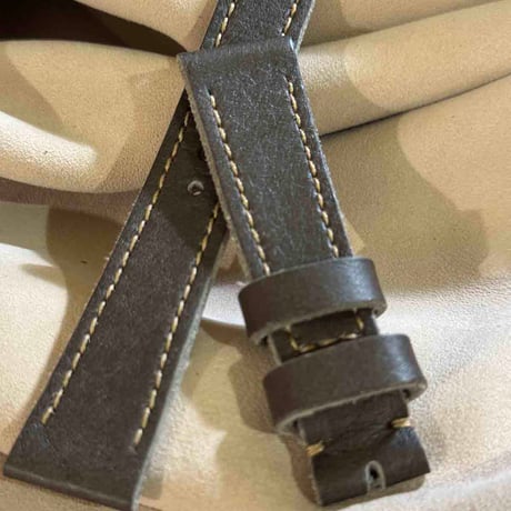 hor-234 HORWEEN バイソングレー 腕時計ベルト (ラグ19mm - バックル幅16mm)