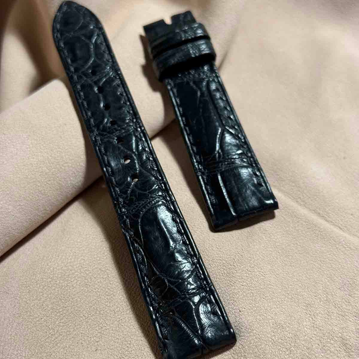cro-1760 クロコダイル 腕時計ベルト ブラック ラグ幅24mm cro-1760 クロコダイル 腕時計ベルト ブラック ラグ幅24mm cro