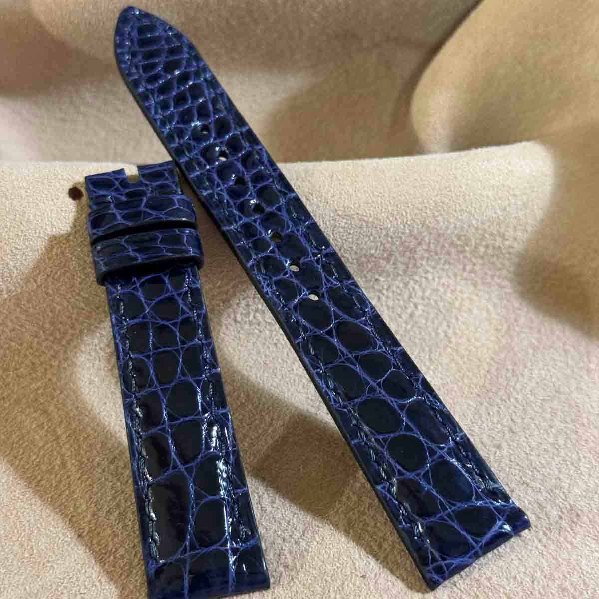 cro-1936 クロコダイル 腕時計 ベルト グロス仕上げ ブルー (ラグ幅19