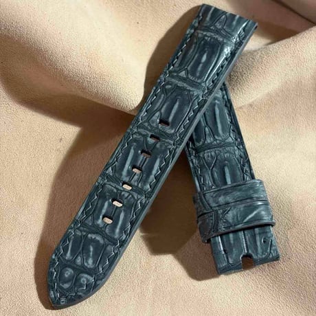 cro-2034 ヌバック クロコダイル  腕時計ベルト グレー (ラグ幅22 mm - バックル幅20 mm)