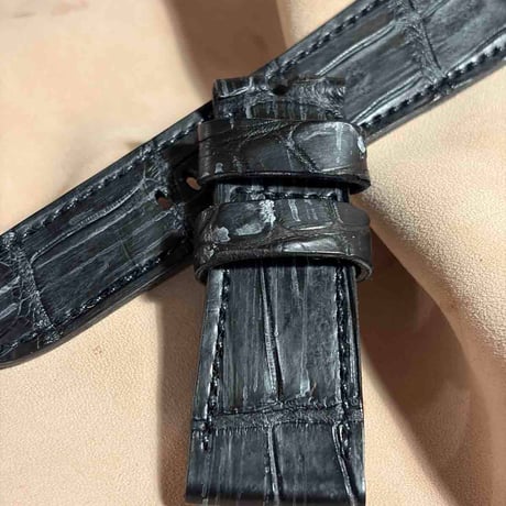 exh-51 ブライドルブラック クロコダイル 腕時計ベルト  (ラグ幅26mm - バックル幅22mm)