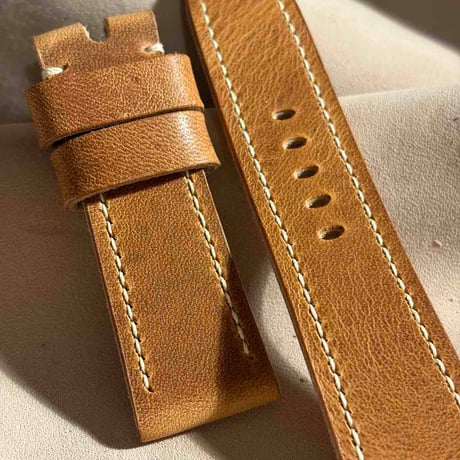 hor-250 HORWEEN ダービー / ナチュラル 腕時計ベルト (ラグ24mm - バックル幅22mm)