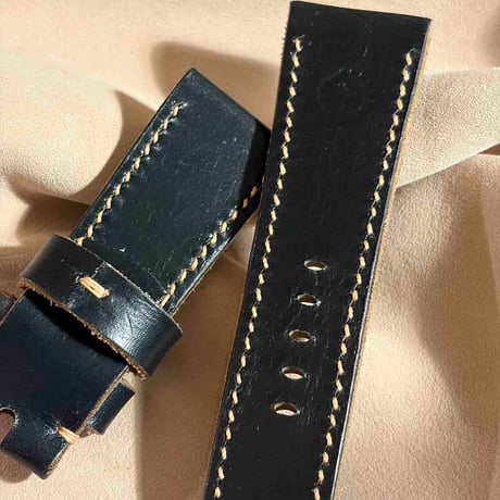 hor-241 HORWEEN クロムエクセルレザー ブラック 腕時計ベルト (ラグ26mm - バックル幅22mm)