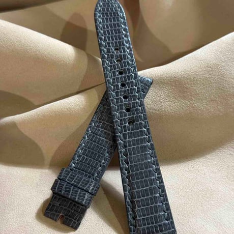 liz-339  リザード レザー 腕時計 ベルト グレー (ラグ幅19 mm - バックル幅16 mm)