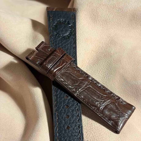 cro-1982  クロコダイル   腕時計 ベルト ダークブラウン  (ラグ幅21 mm - バックル幅 18 mm)