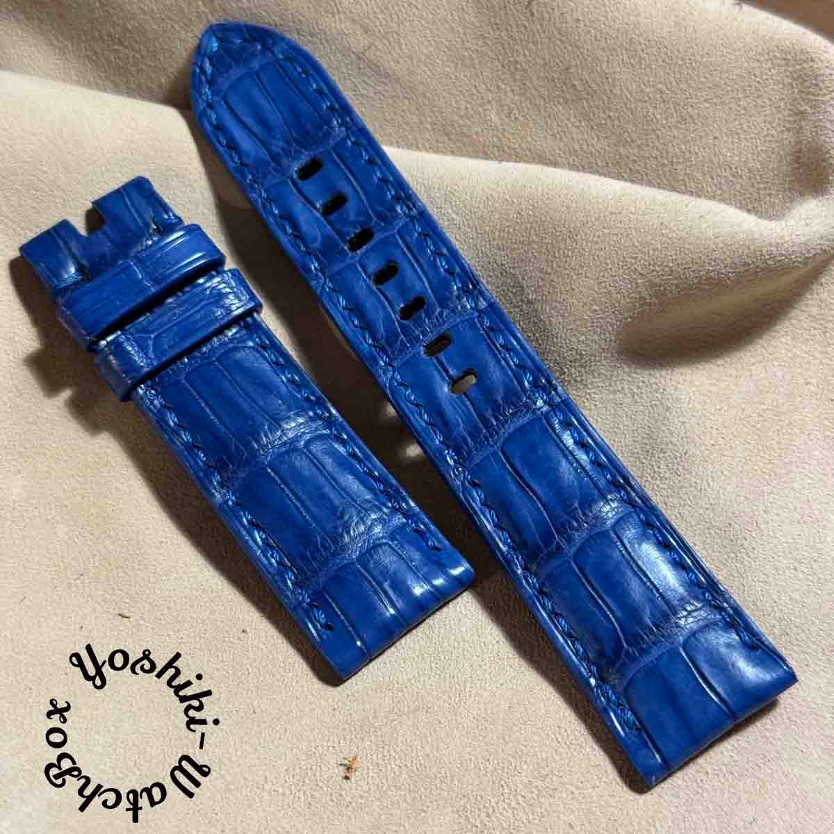 cro-1803 クロコダイル 腕時計ベルト ライトブルー ラグ幅22mm cro-1803 クロコダイル レザー 腕時計 ベルト ライトブルー (ラグ幅22