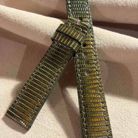 liz-354  リザード レザー 腕時計 ベルト オリーブ (ラグ幅18 mm - バックル幅16 mm)