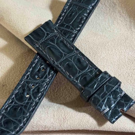 cro-1877  クロコダイル  腕時計 ベルト ダークグレー  (ラグ幅21 mm - バックル幅18 mm)