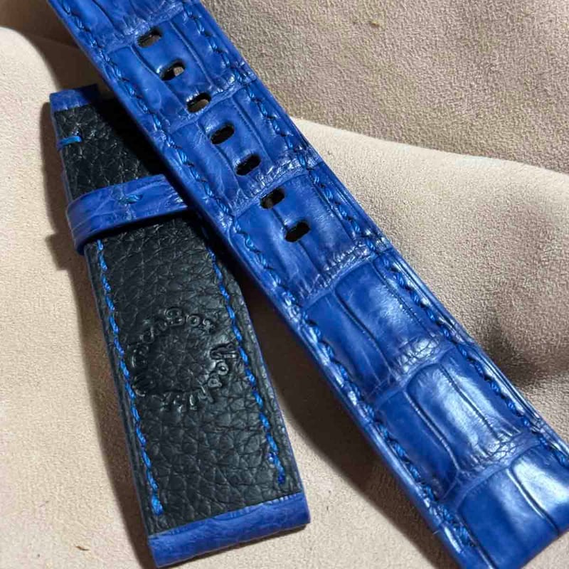 cro-1803 クロコダイル 腕時計ベルト ライトブルー ラグ幅22mm cro-1803 クロコダイル レザー 腕時計 ベルト ライトブルー (ラグ幅22