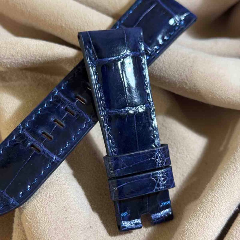 cro-1658 クロコダイル 腕時計ベルト ブルーグレー ラグ幅18 mm cro-1824 クロコダイル レザー 腕時計 ベルト ブルーグレー