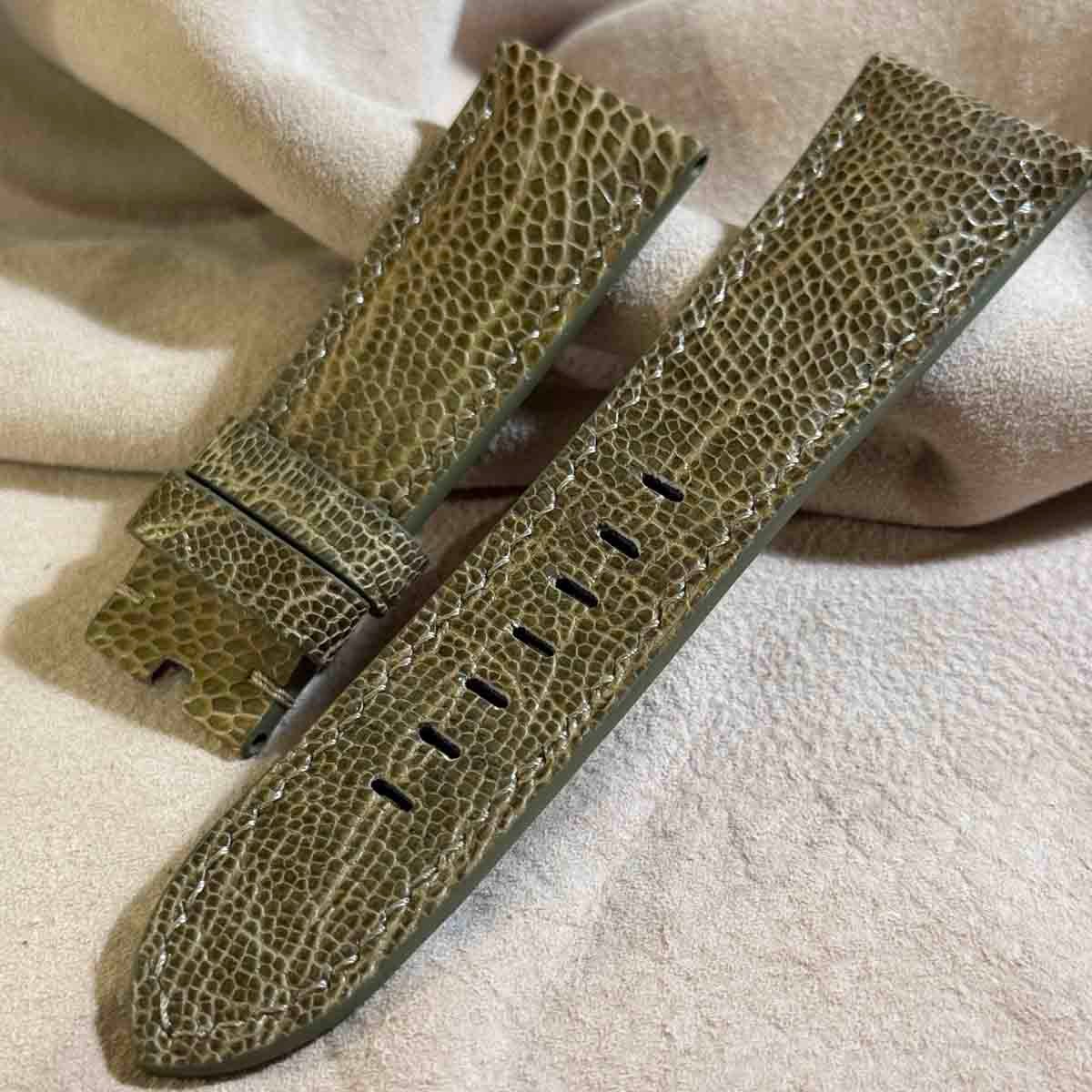 ost-431 オーストリッチレザー 腕時計ベルト モスグリーン (ラグ