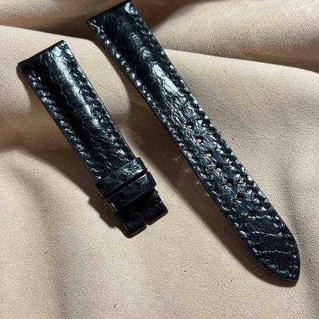 sna-89 シースネイク（ウミヘビ）腕時計ベルト ブラック (ラグ幅19 mm - バックル幅16 mm)