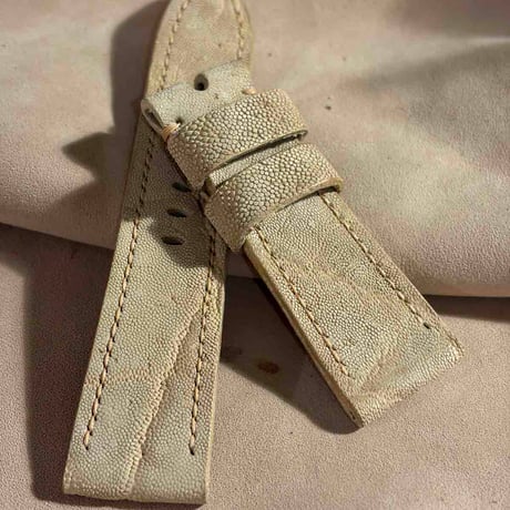 exh-72 タンニン鞣しエレファントレザー 腕時計ベルト  (ラグ幅24mm - バックル幅22mm)