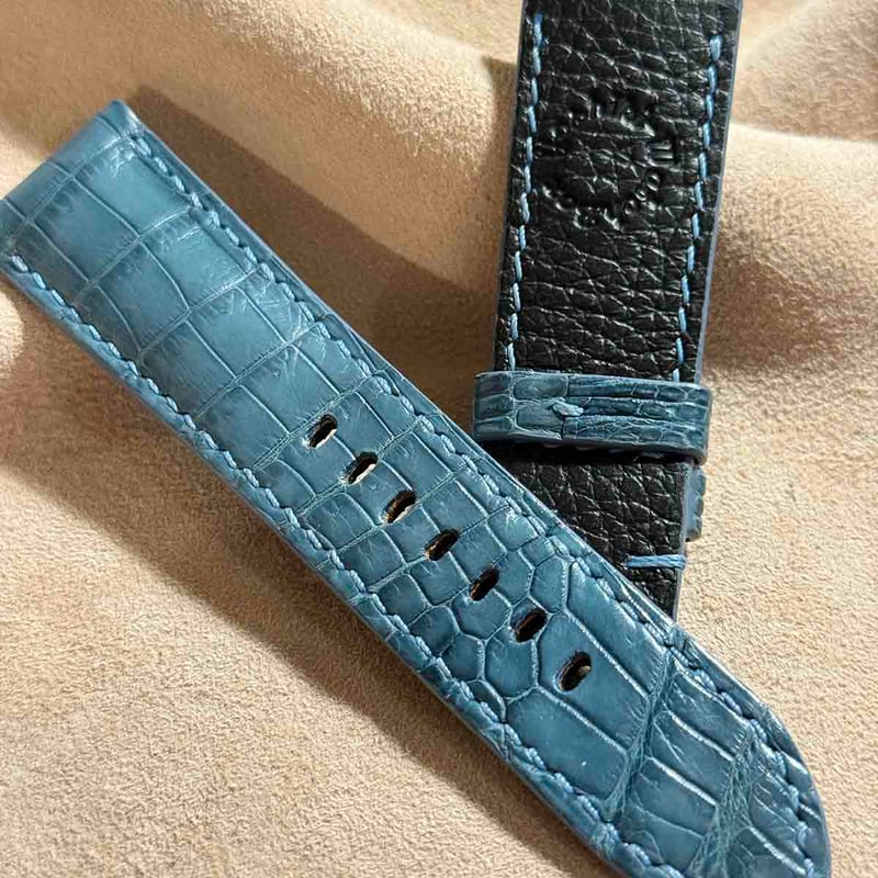 cro-1539 クロコダイル レザー 腕時計 ベルト ブルーグレー cro-1539 クロコダイル レザー 腕時計 ベルト ブルーグレー
