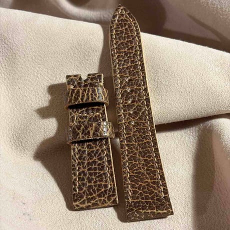 hor-259 HORWEEN バイソンレザー / ブラウン 腕時計ベルト (ラグ22mm - バックル幅20mm)