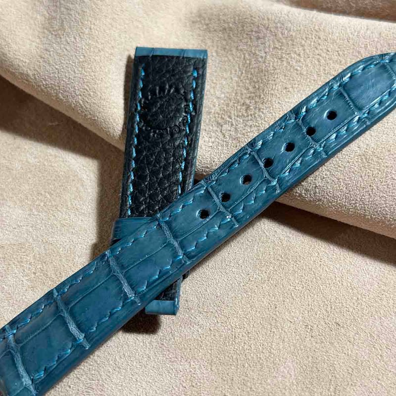 cro-1412 クロコダイル レザー 腕時計 ベルト ブルーグレー (ラグ幅19 