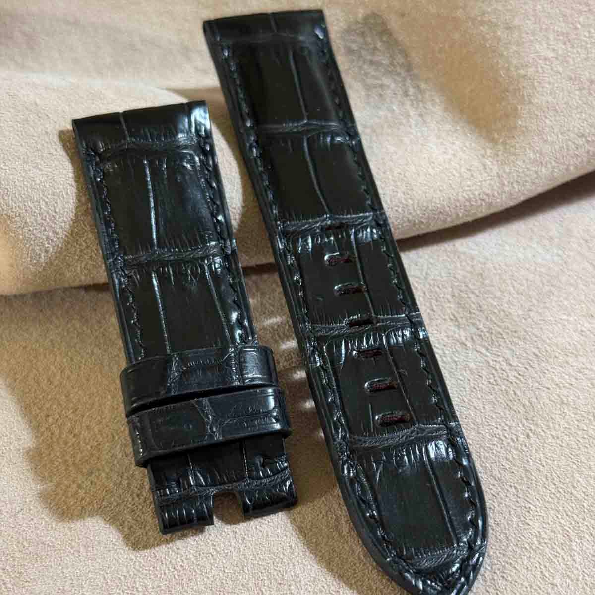 cro-1902 クロコダイル 腕時計 ベルト ブラック (ラグ幅24 mm