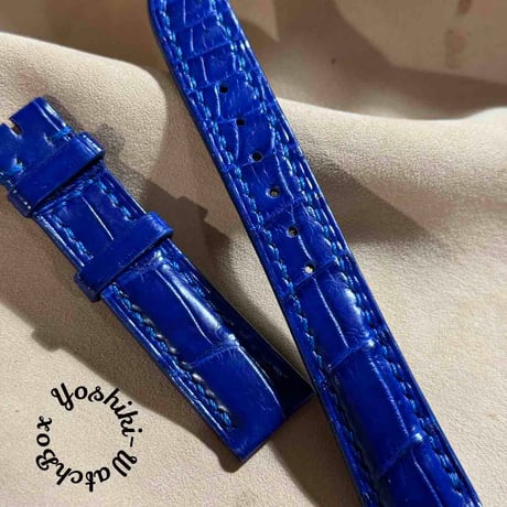 cro-1658 クロコダイル 腕時計ベルト ブルーグレー ラグ幅18 mm