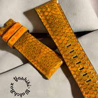 sna-131 シースネイク（ウミヘビ）腕時計ベルト オレンジ (ラグ幅26 mm - バックル幅22 mm)