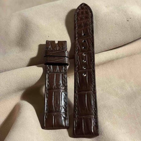 cro-2007  クロコダイル  腕時計ベルト ブラウン (ラグ幅20 mm - バックル幅18 mm)