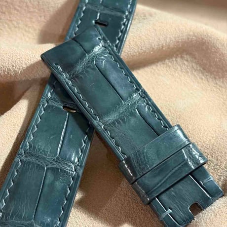 cro-1998  クロコダイル  腕時計 ベルト ブルーグレー (ラグ幅24 mm - バックル幅22 mm)