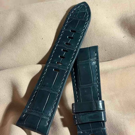 cro-2006  クロコダイル  腕時計ベルト ブルーグレー (ラグ幅26 mm - バックル幅22 mm)
